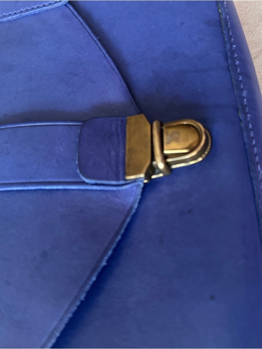 Madewell Blue Suede Satchel with Gold-Tone Clasp - Picture 4 of 7